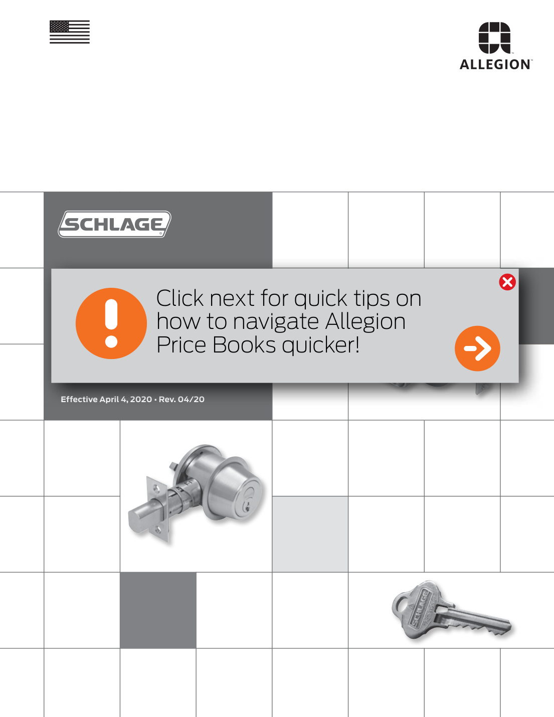 First page of 2020 Schlage Pricebook