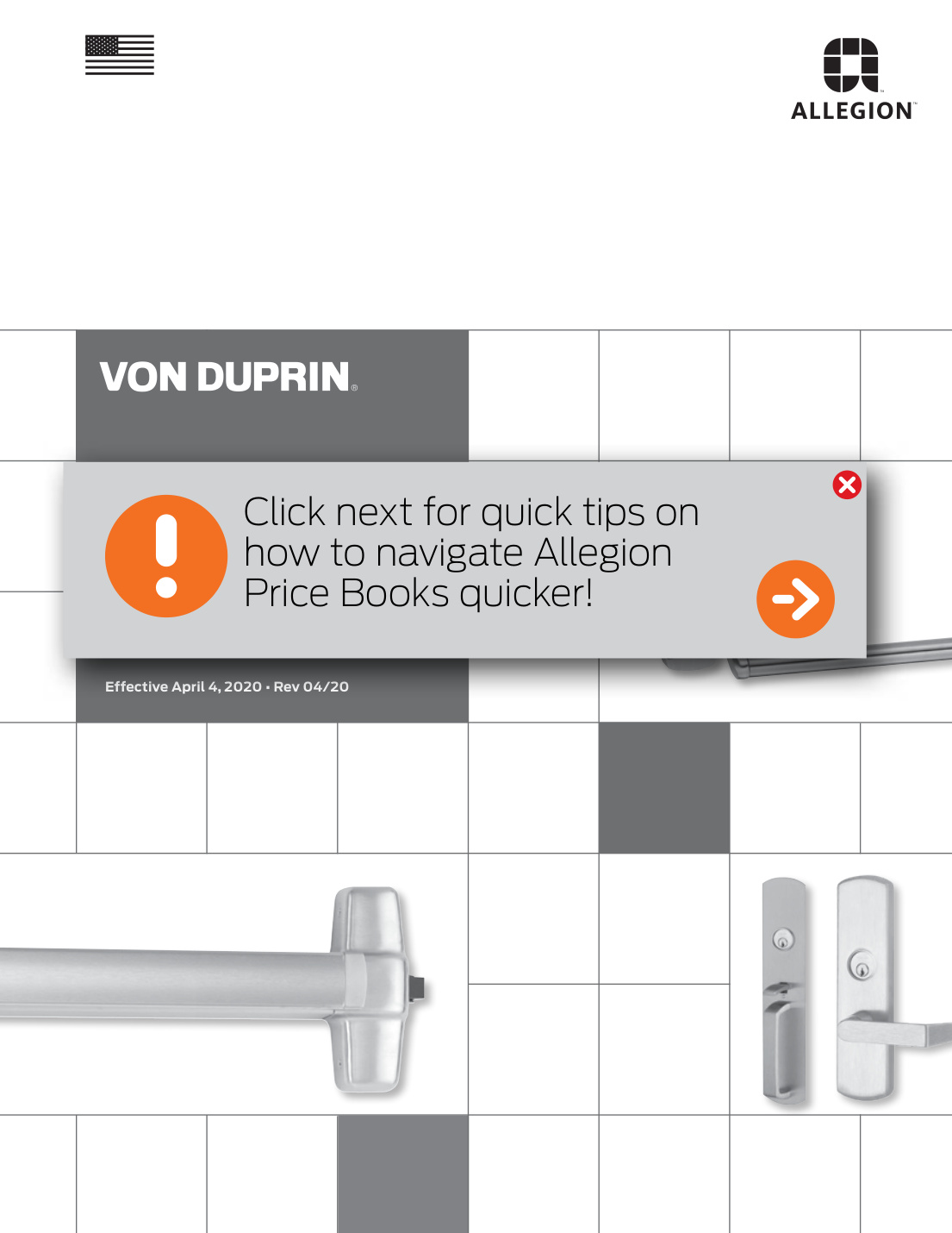 First page of 2020 Von Duprin Pricebook