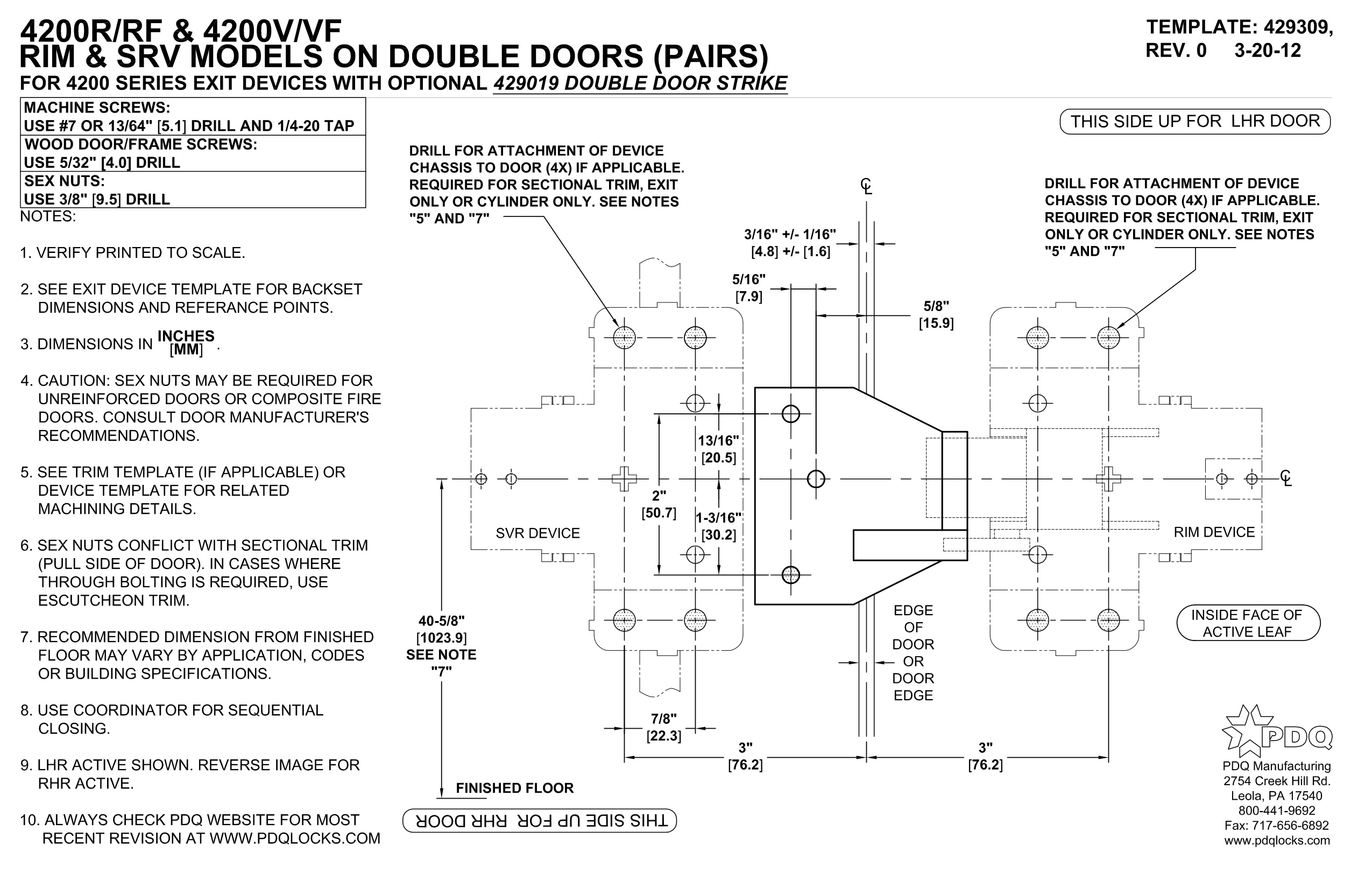 429309 4200 Rim with Double Door Strike diagram on page 1
