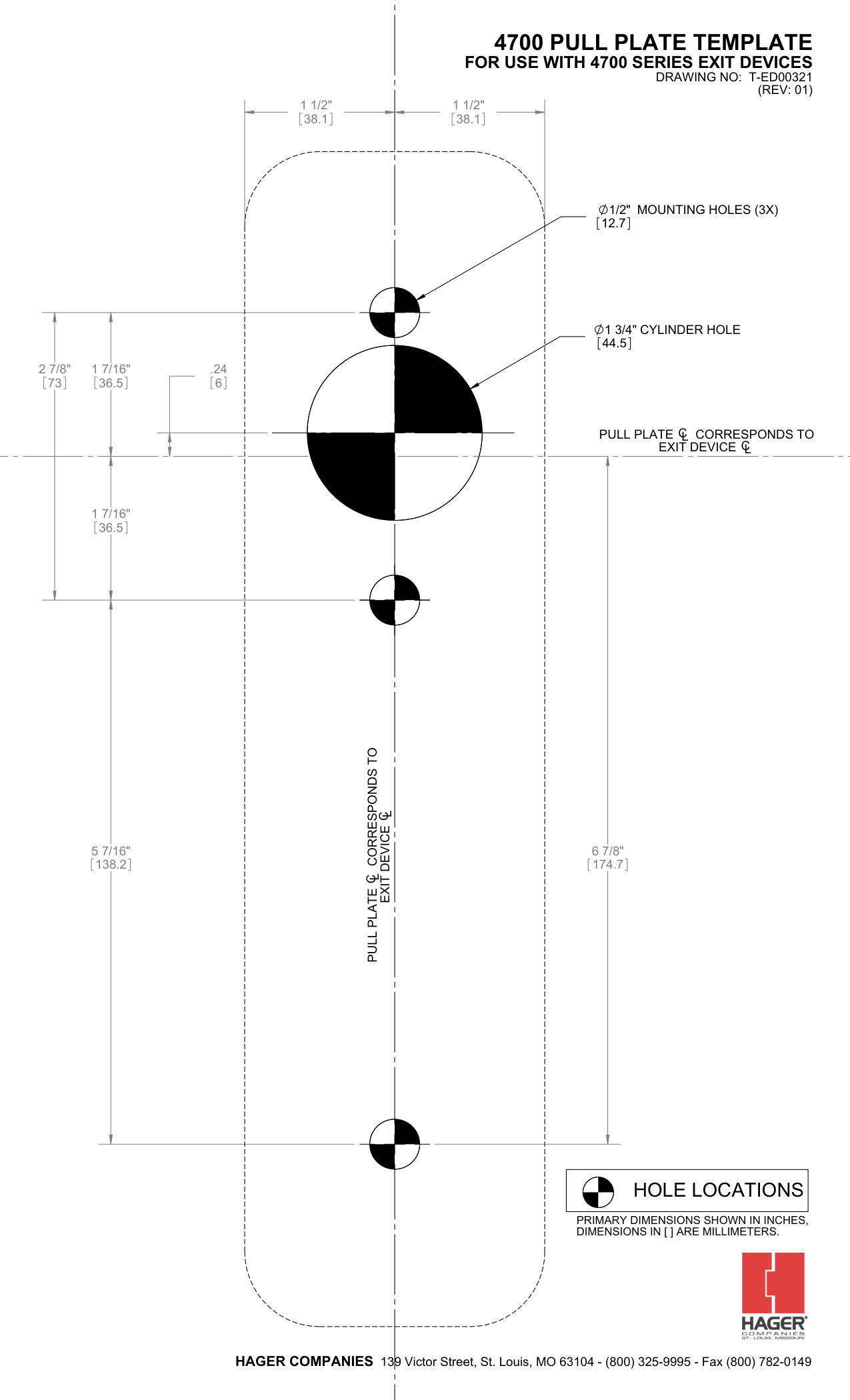 4700 Series Pull Plate Trim Template – T-ED00321_Rev01 diagram on page 1