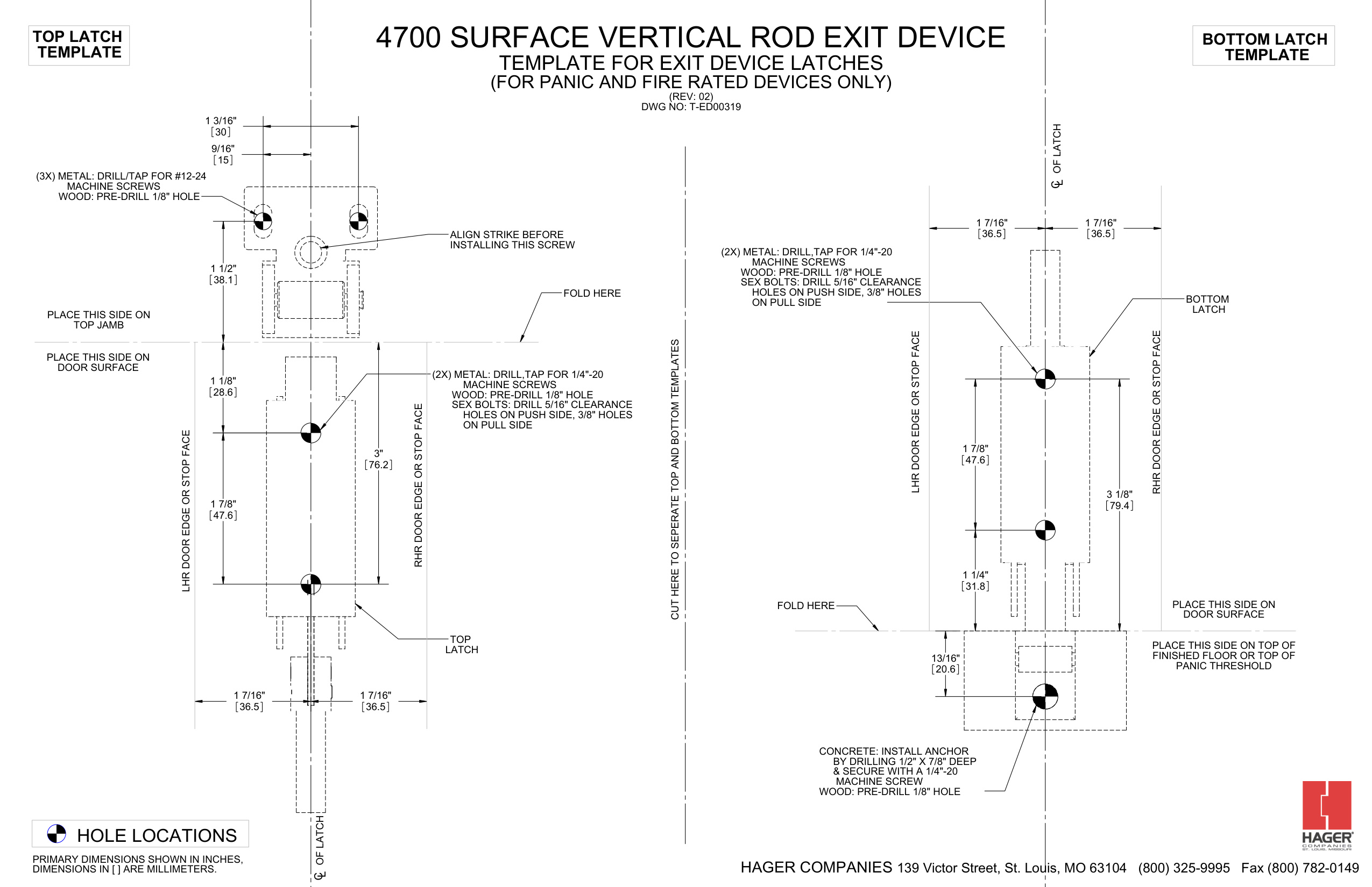 4700 Series SVR Latch Template t-ed00319-rev2 diagram on page 1