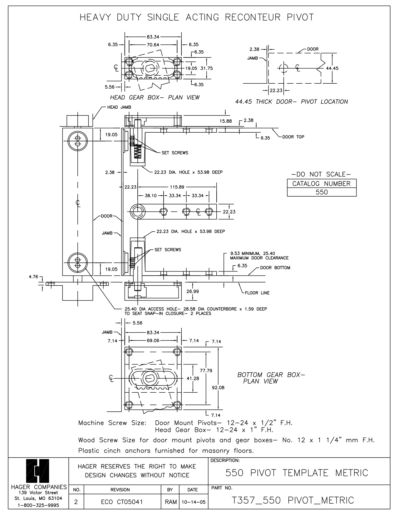 550 Pivot Template Metric T357M-Rev02 diagram on page 1