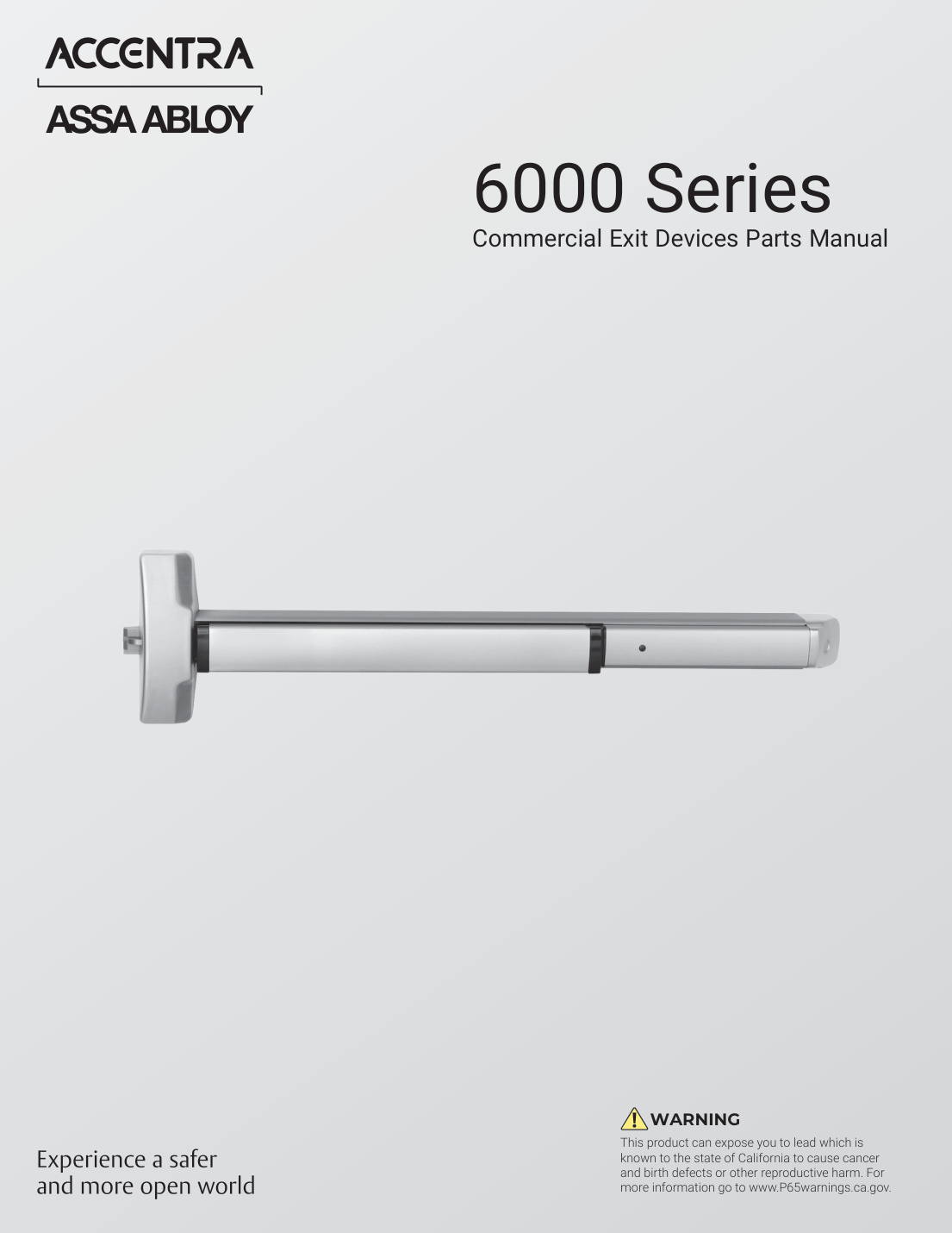 First page of ASSA ABLOY ACCENTRA 6000 Series Commercial Exit Devices Parts Manual_42912