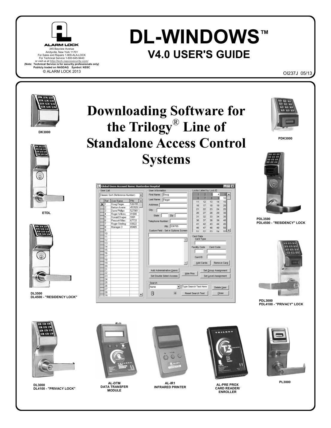 First page of Alarm Lock DL-Windows V4.0.1 User Guide