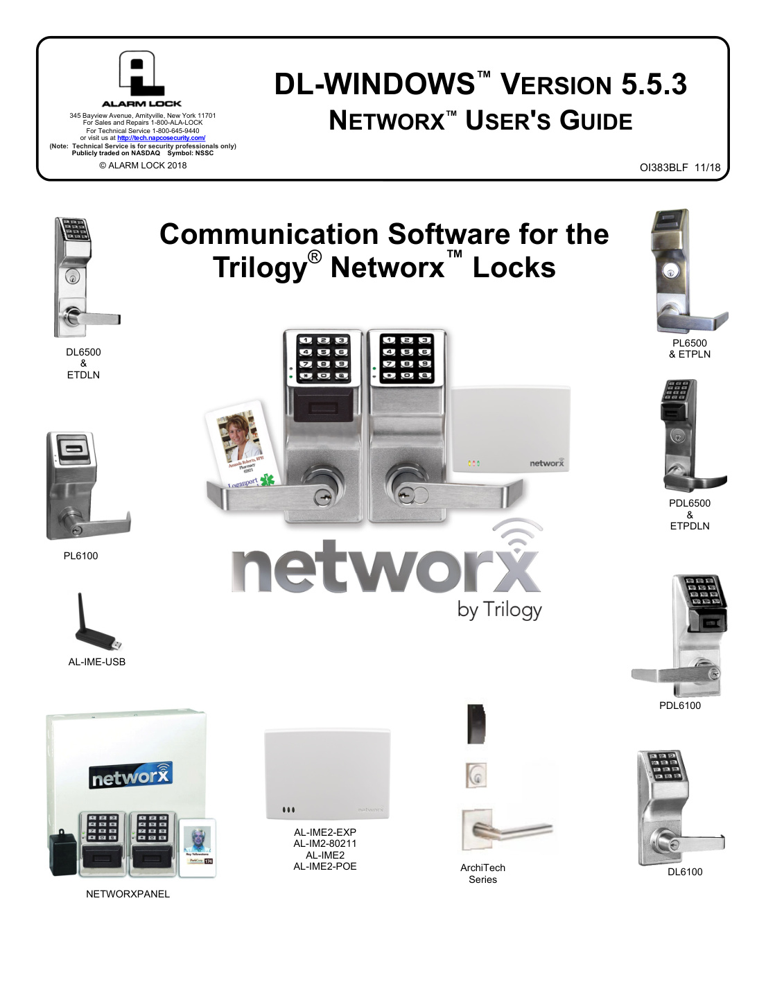 First page of Alarm Lock DL-Windows V5.5.3 for Networx User’s Guide (LATEST)