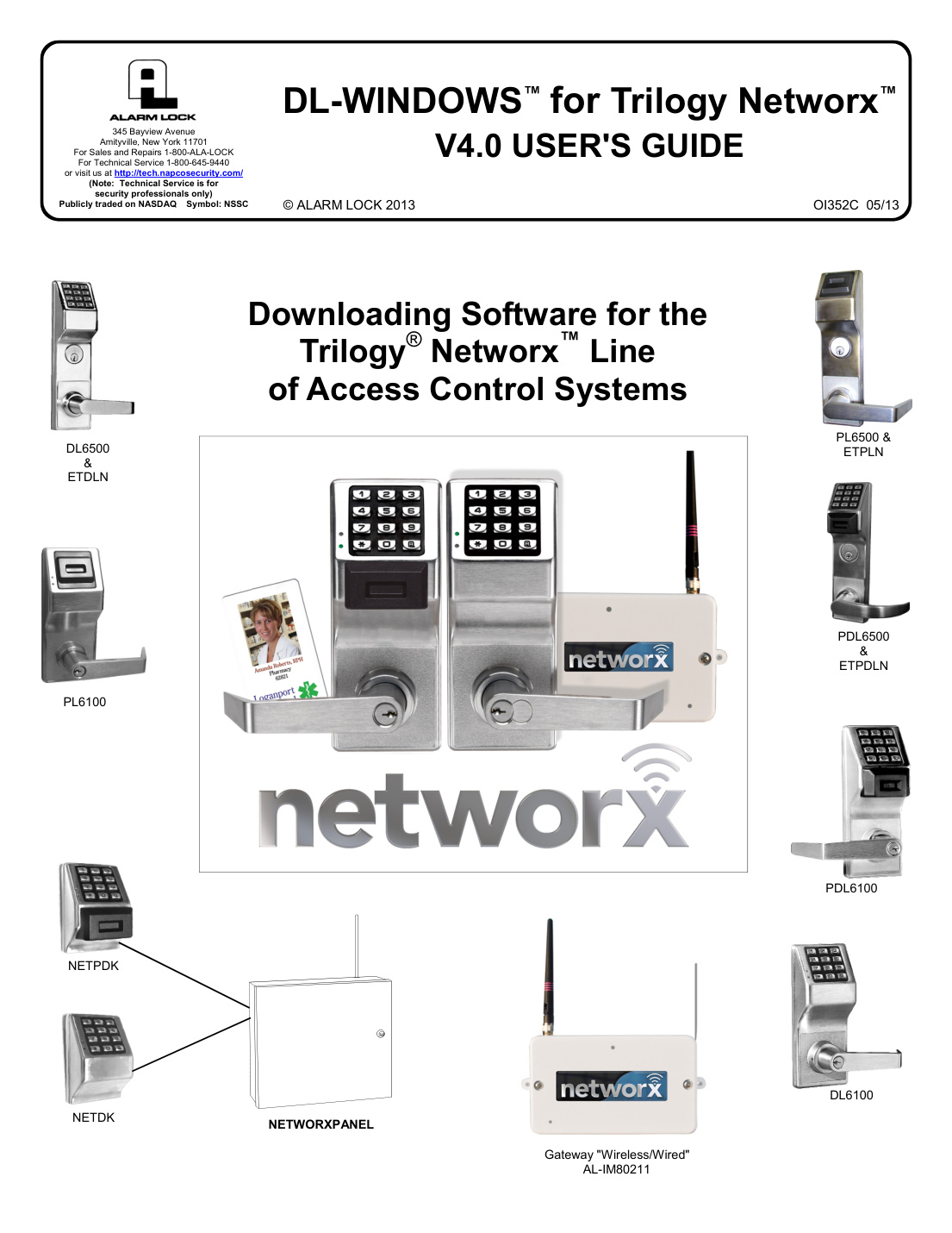 First page of Alarm Lock DL-Windows for Networx V4 User’s Guide