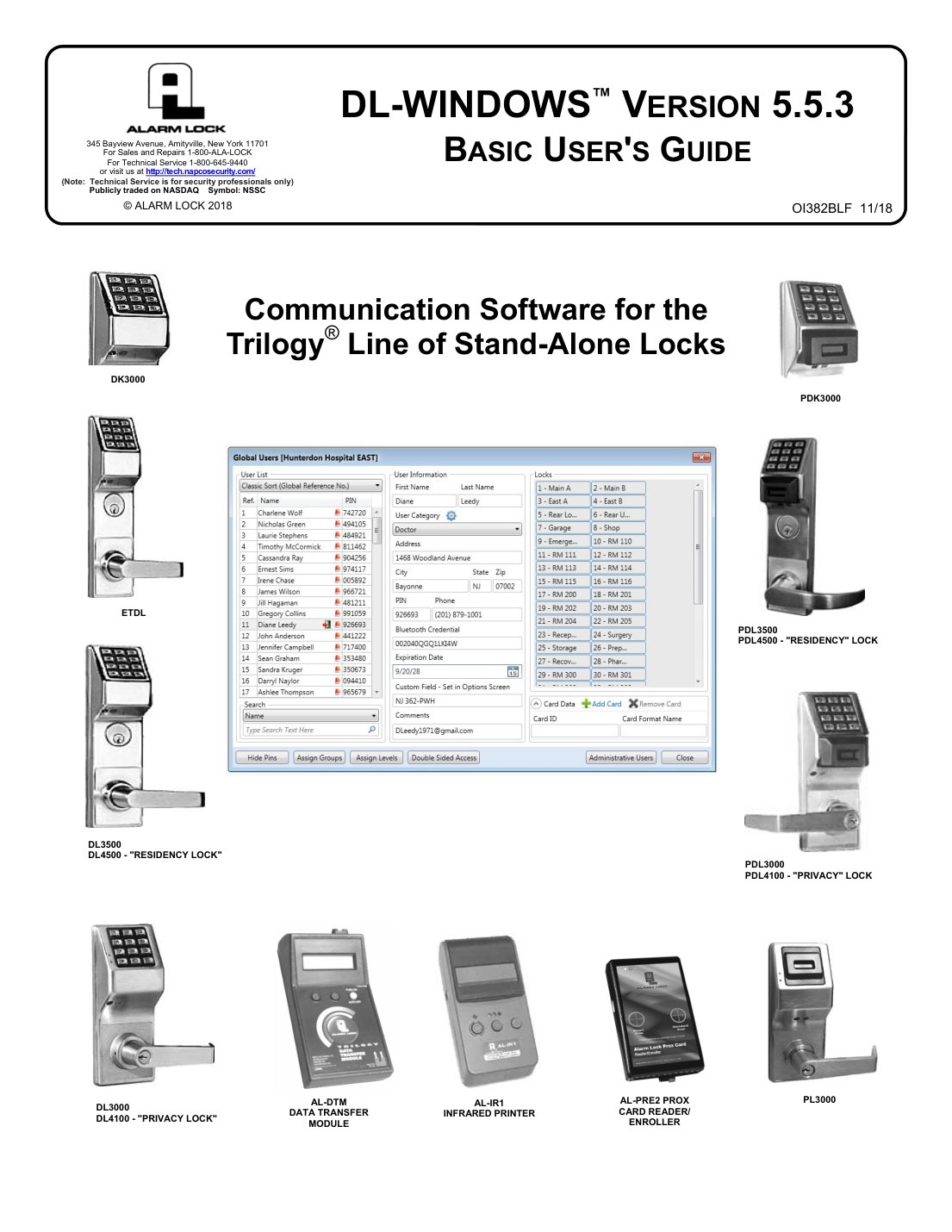 First page of Alarm Lock Trilogy DL-Windows V5.5.3 Basic User’s Guide (LATEST)