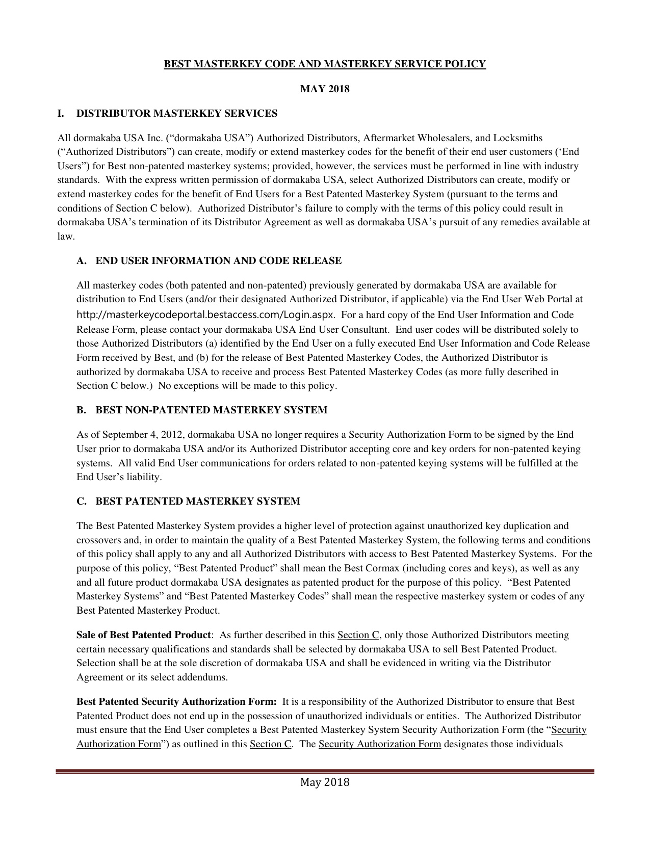 BEST Masterkey Code and Masterkey Service Key diagram on page 1