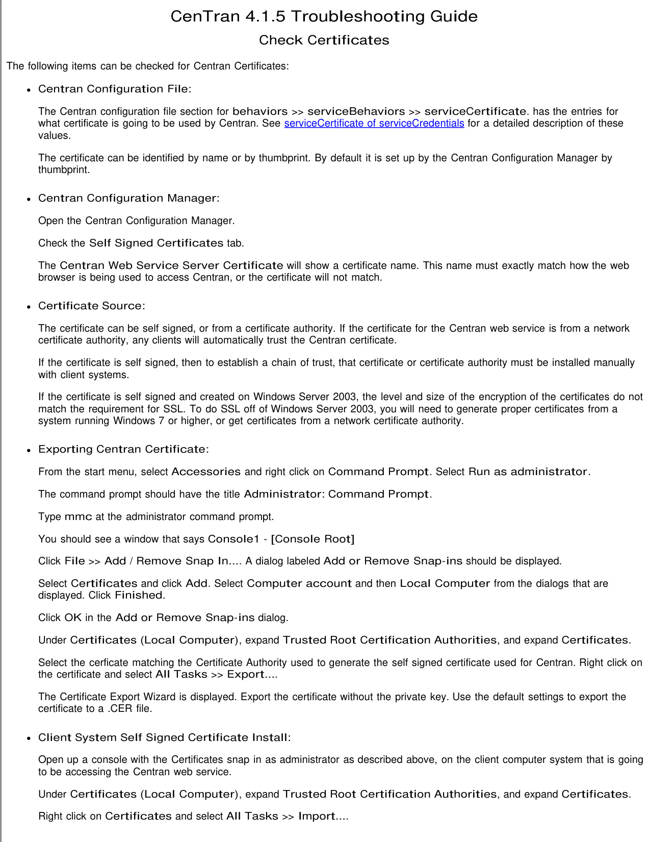 CenTran 4.1.5 Troubleshooting Guide diagram on page 3