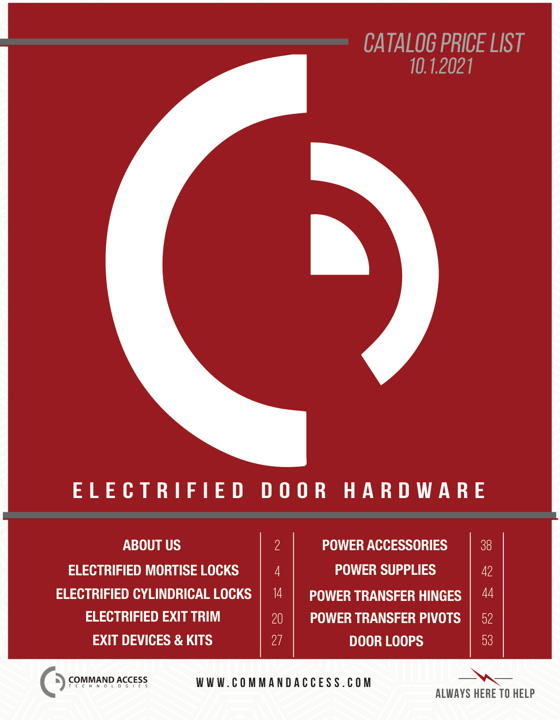 First page of Command Access Pricebook