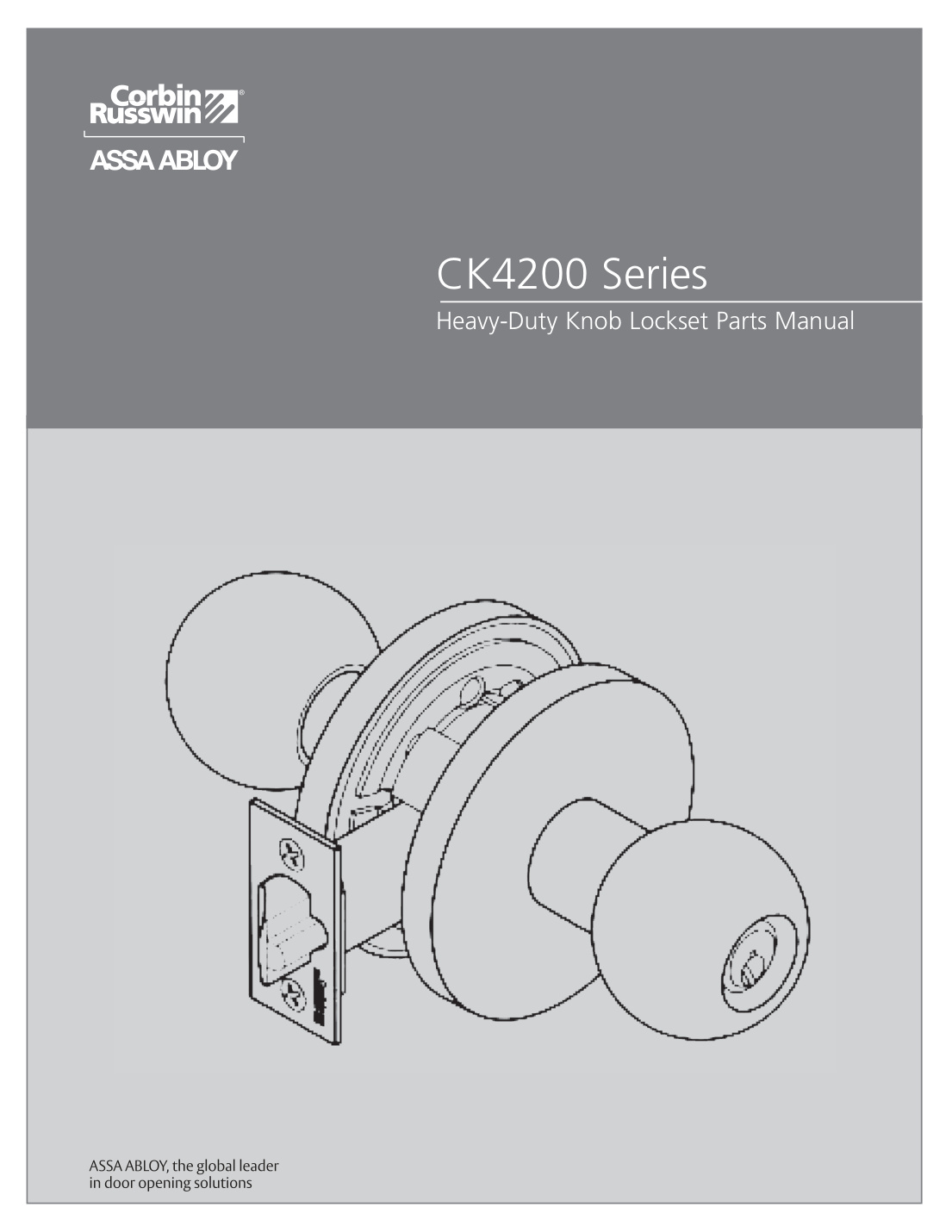 First page of Corbin Russwin CK4200 Series Knob Lockset Parts Service Manual