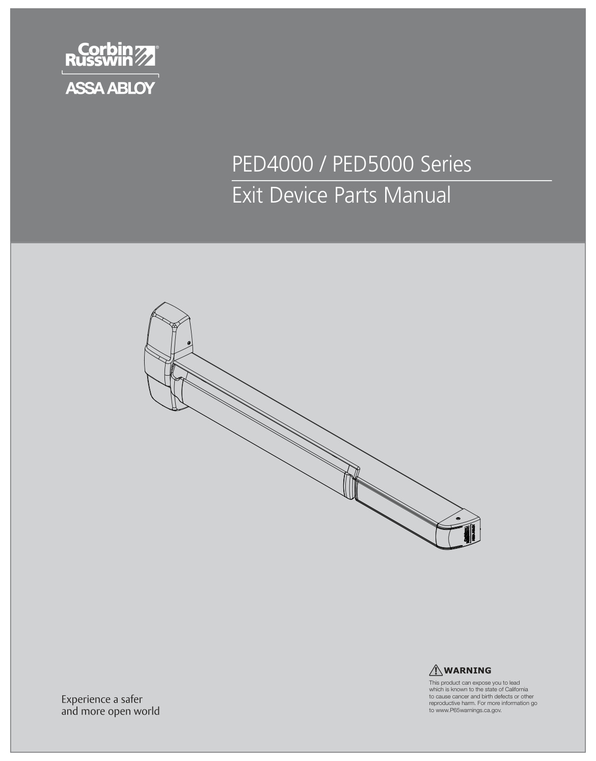 First page of Corbin Russwin PED4000 , PED5000 Series Exit Device Parts Manual_FM653