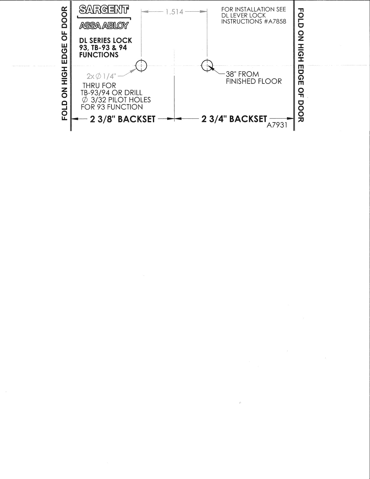 DL Series Lock 93, TB-93 & 94 Functions diagram on page 1