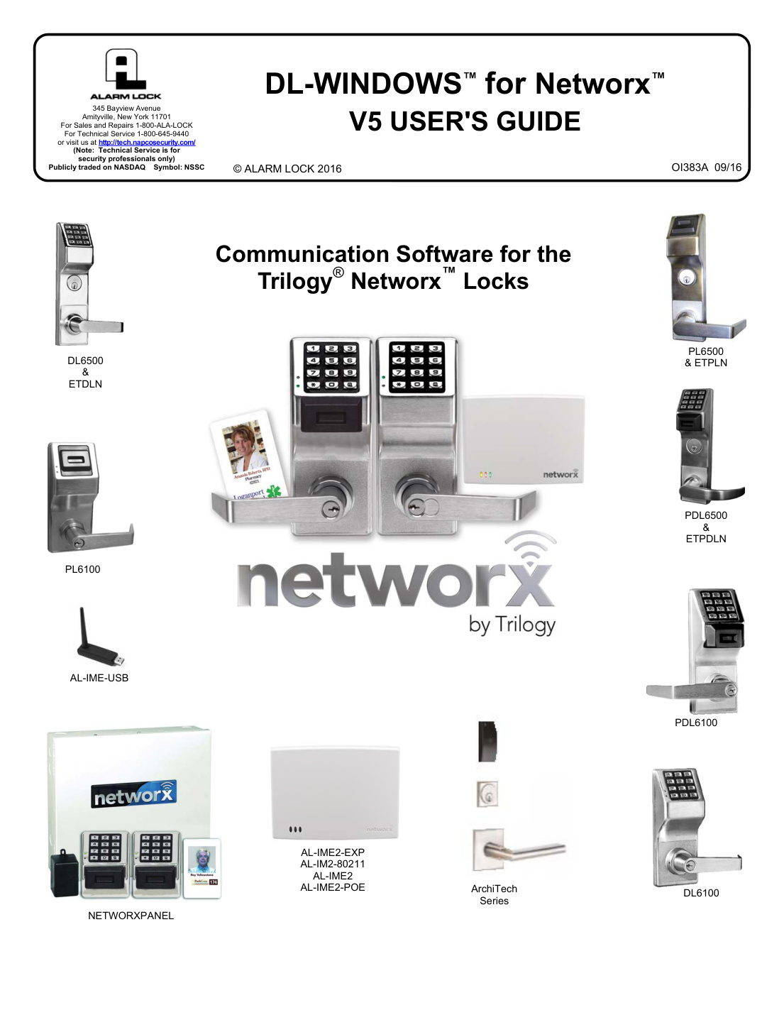 First page of DL-Windows V5 for Alarm Lock Networx User’s Guide
