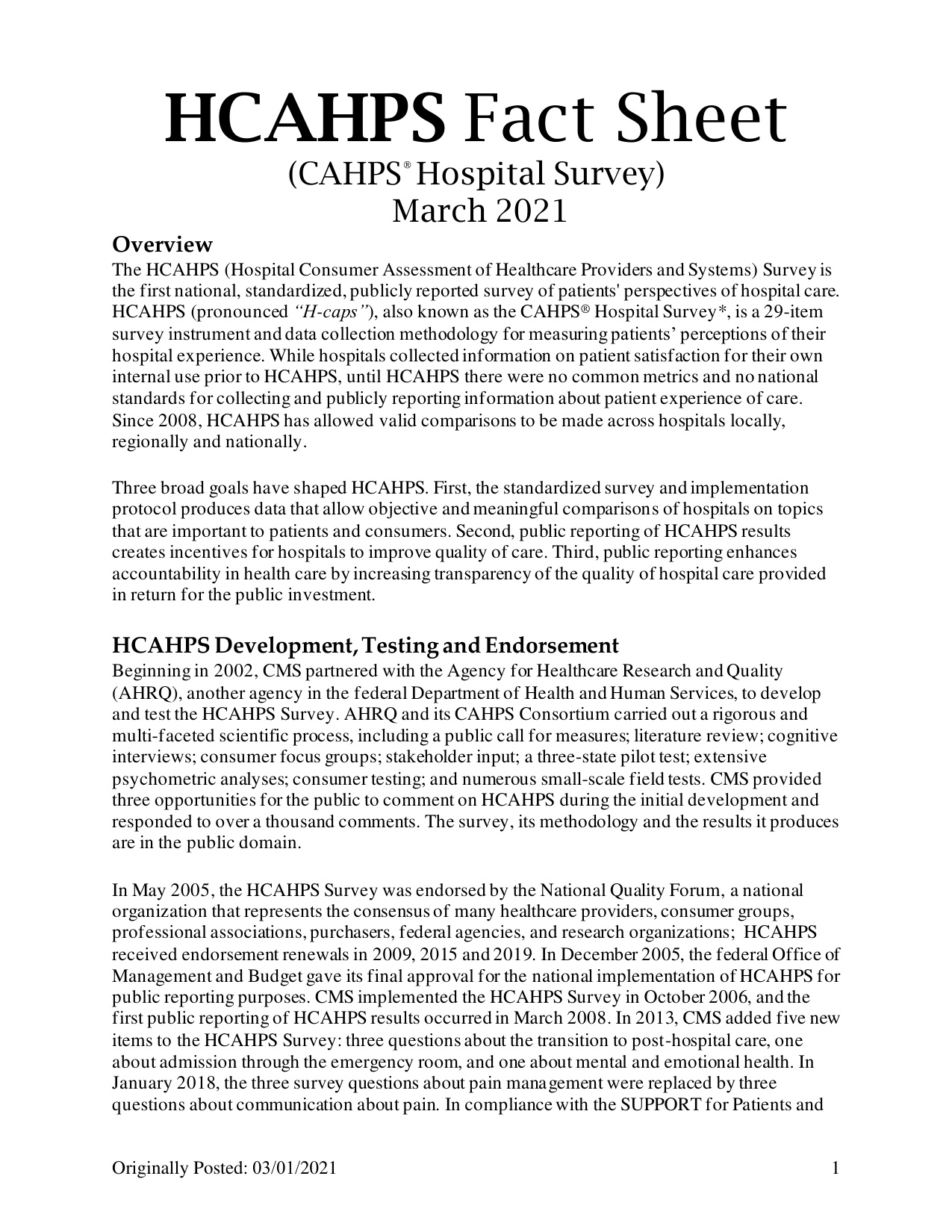 HCAHPS Survey Fact Sheet – How Can ABH save Hospitals money diagram on page 1