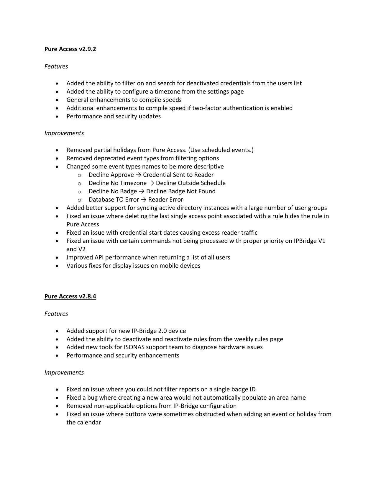 Isonas Pure Access Manager Release Notes 2019 diagram on page 2
