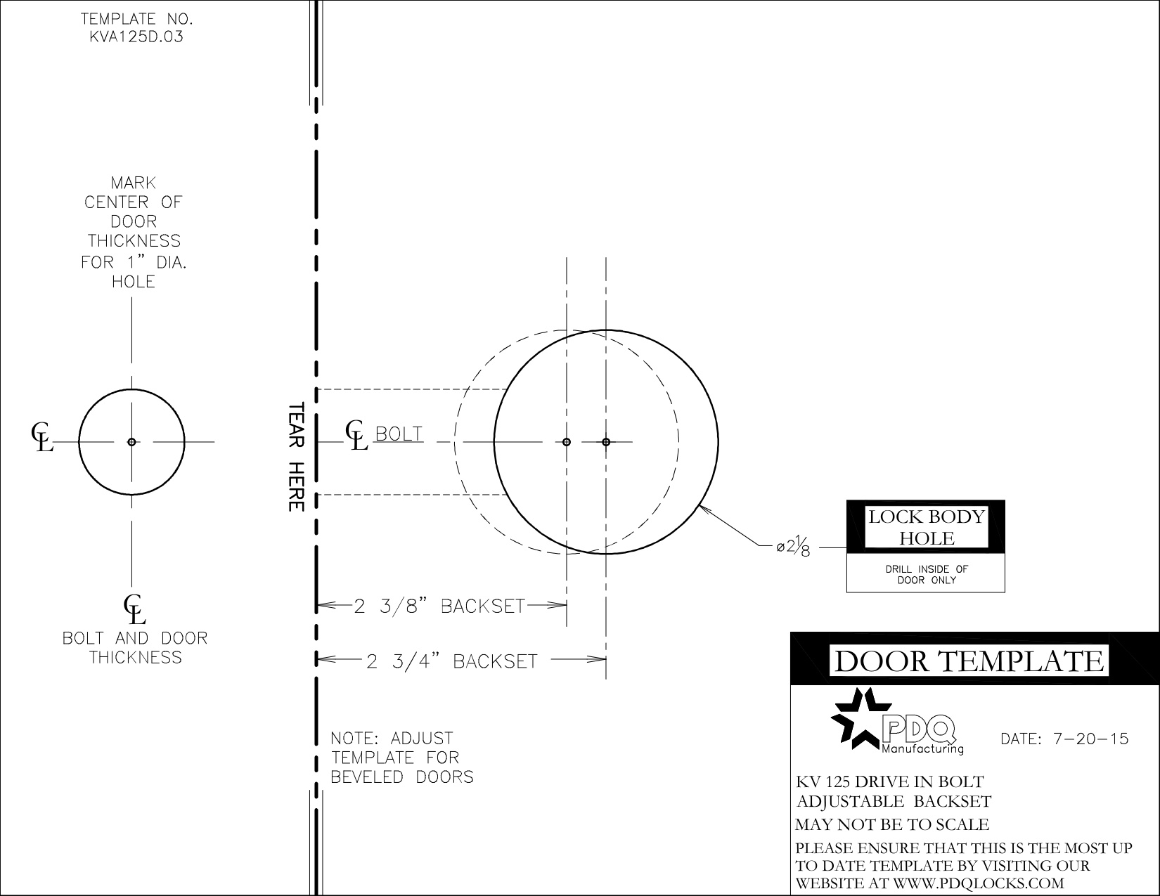 KVA125D KV125 ADJ DRIVE IN Template diagram on page 1