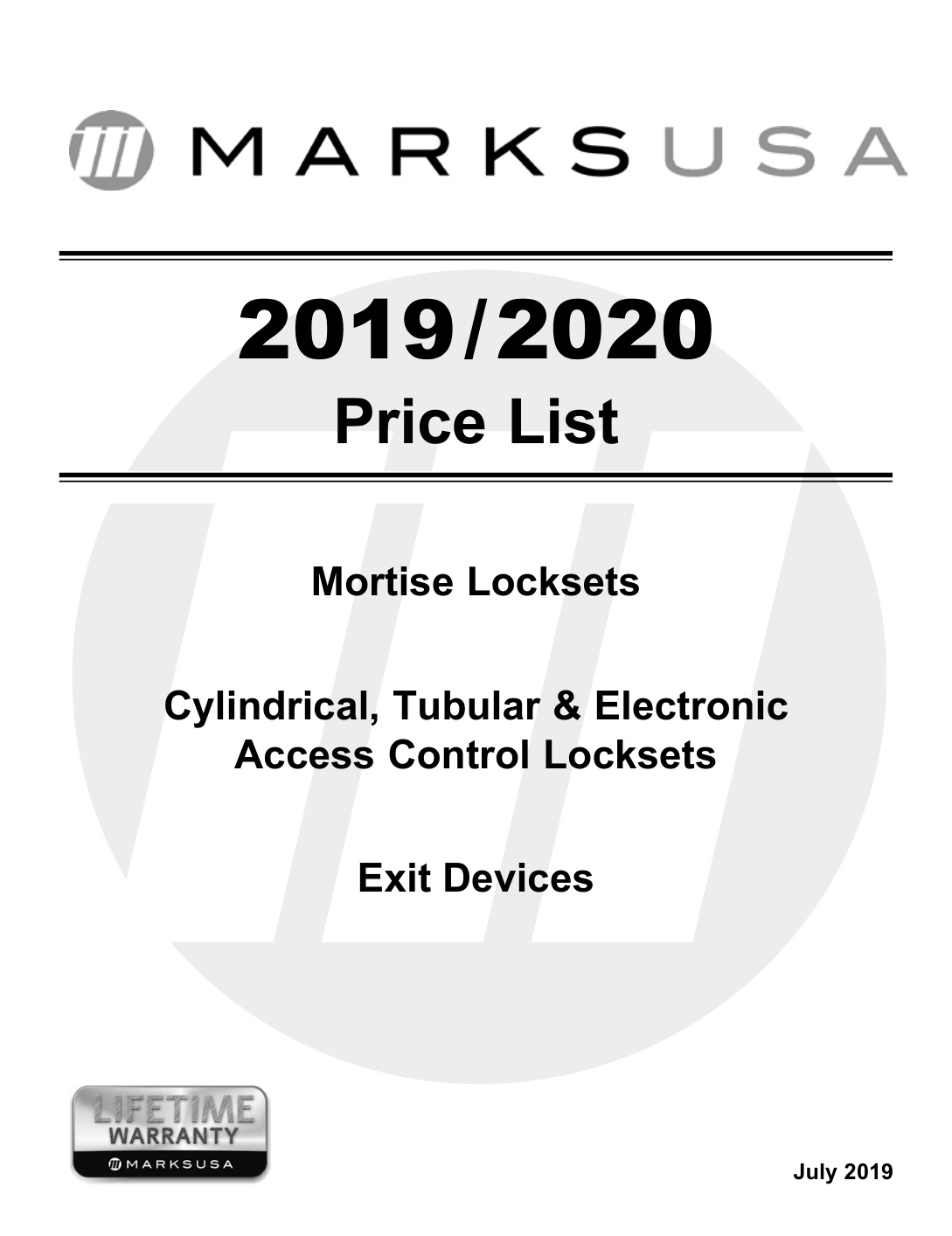 First page of Marks Price List