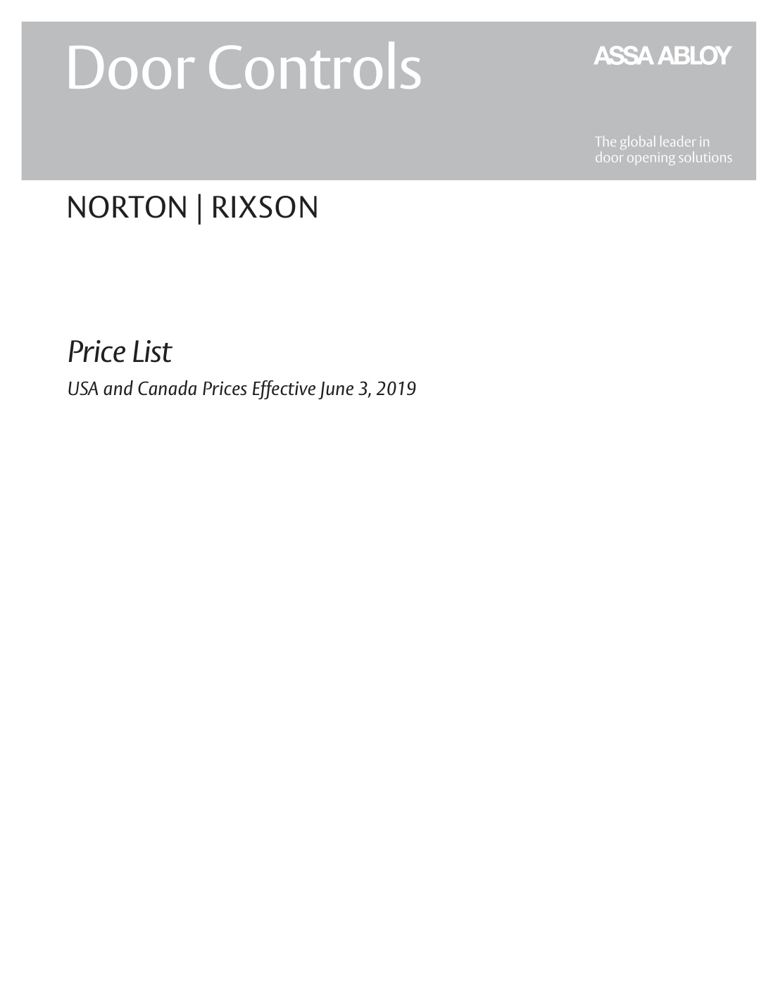 First page of Norton_and_Rixson_Price_Book_6.6.2019 (1)