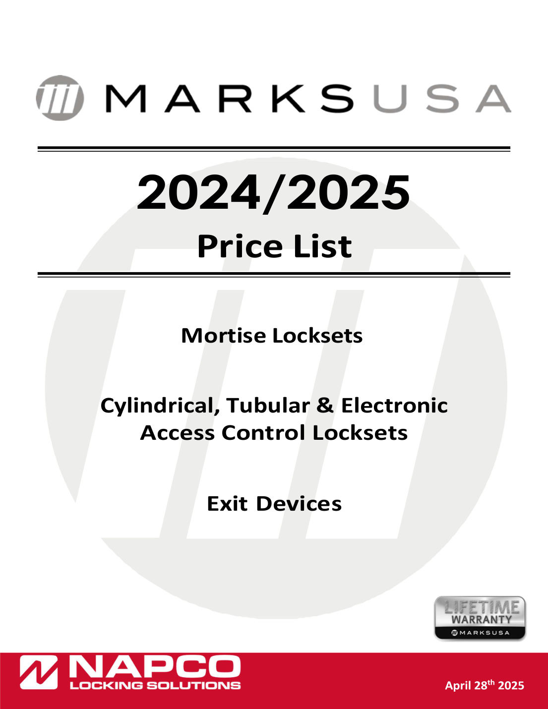 First page of PRICE_BOOK_APRIL-28th-2025
