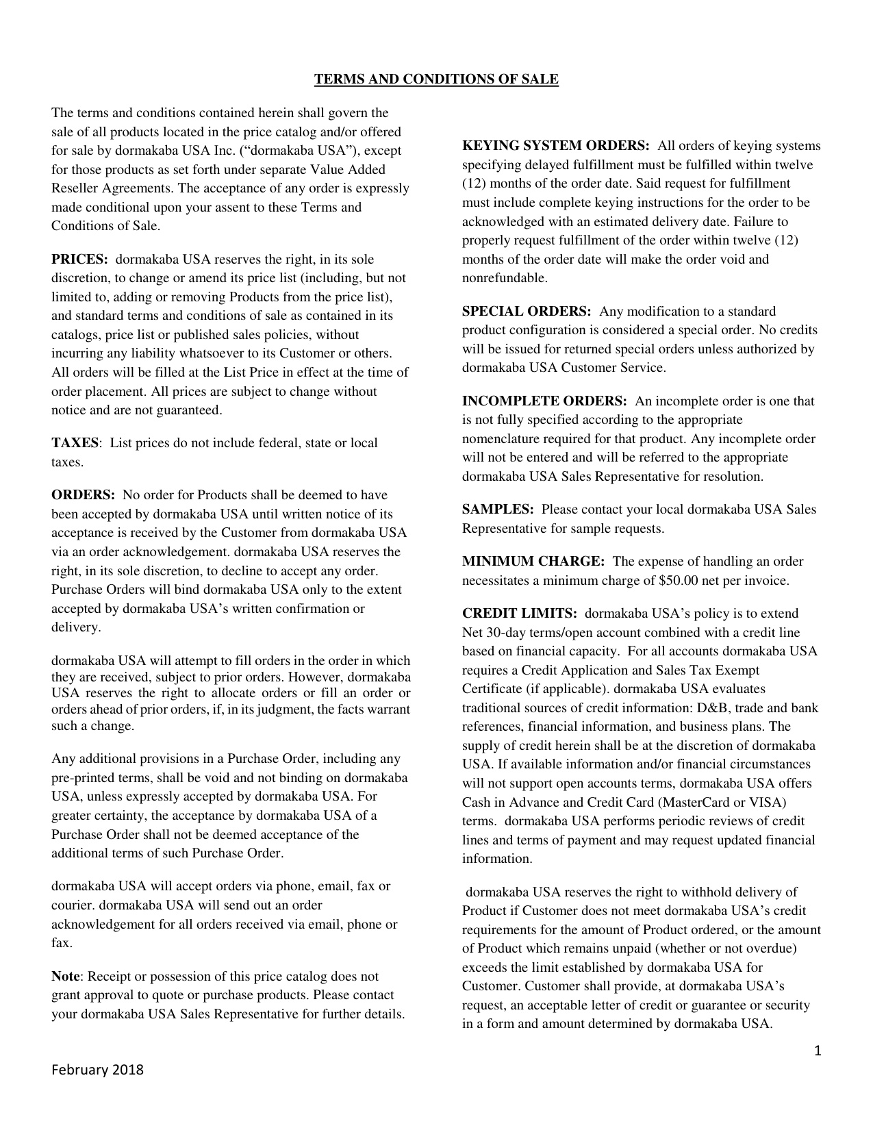 Phi Terms and Conditions of Sale diagram on page 1