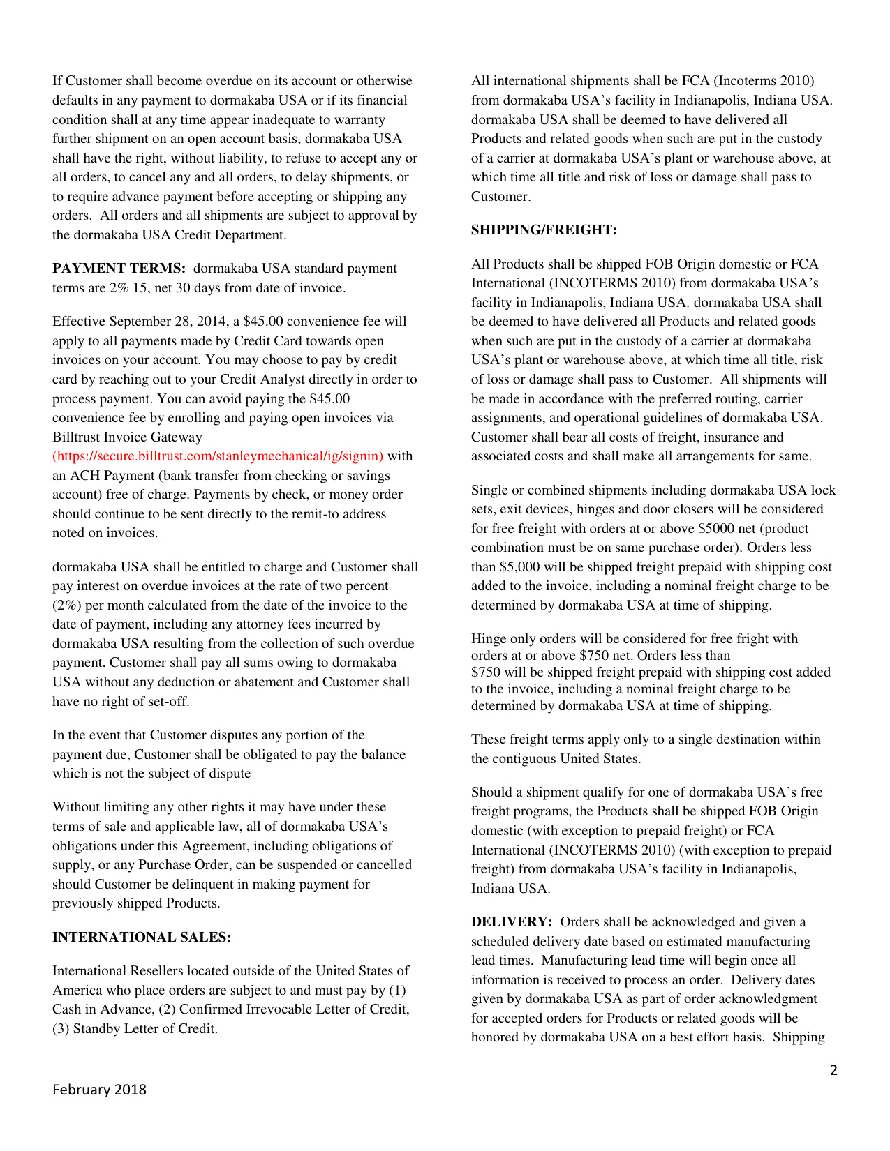 Phi Terms and Conditions of Sale diagram on page 2