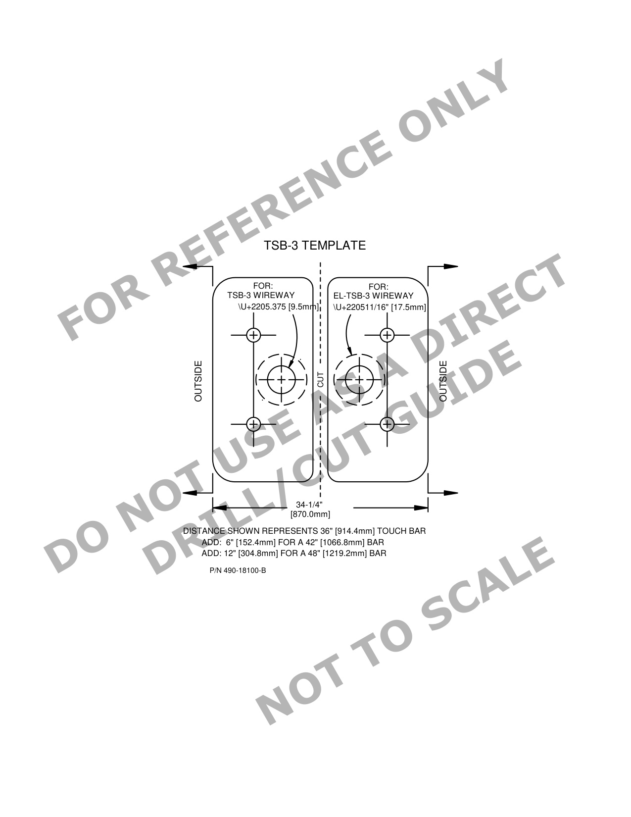 Securitron TSB Egress Bars Template diagram on page 1