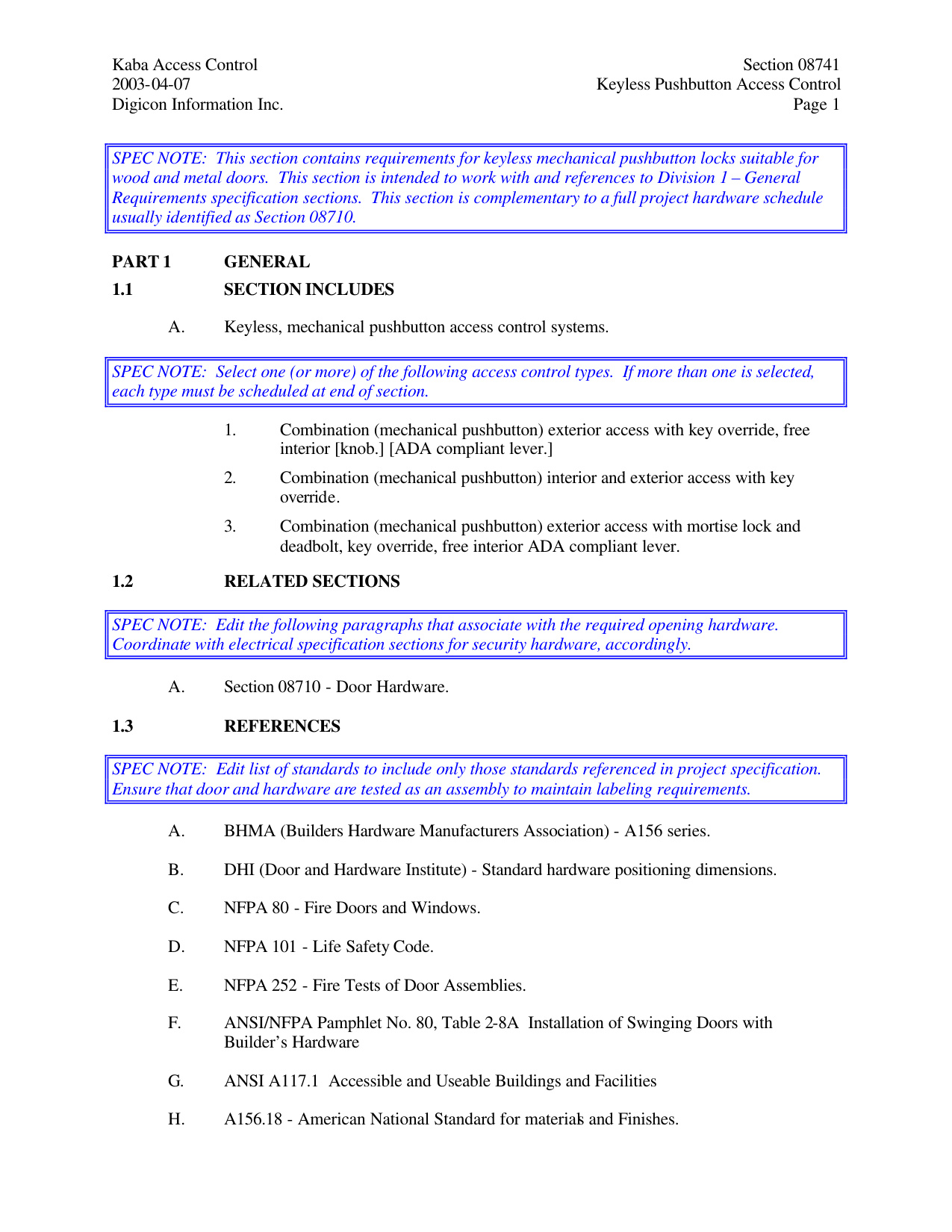 Simplex 1000 CSI Specification diagram on page 1