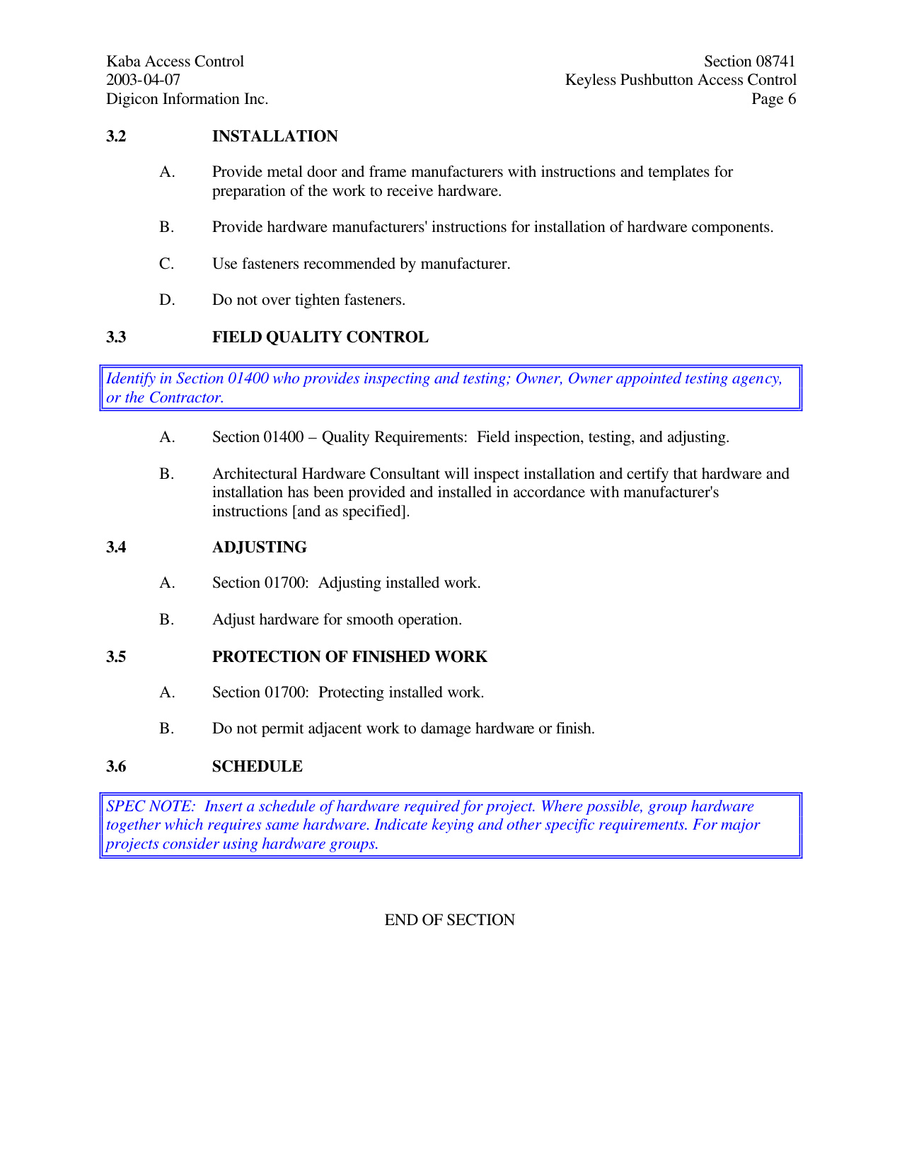 Simplex 1000 CSI Specification diagram on page 6