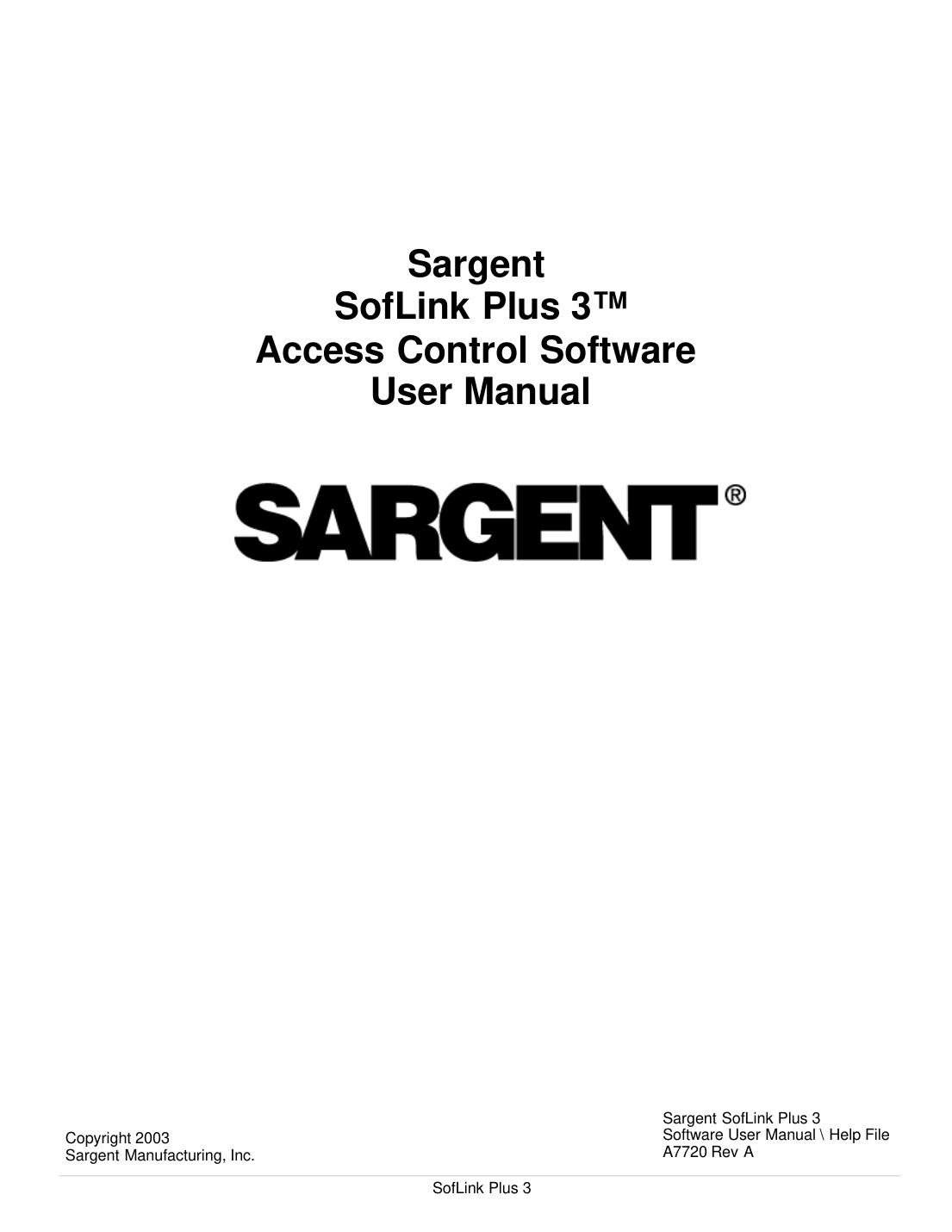 First page of SofLink Plus 3 Access Control Software User Manual
