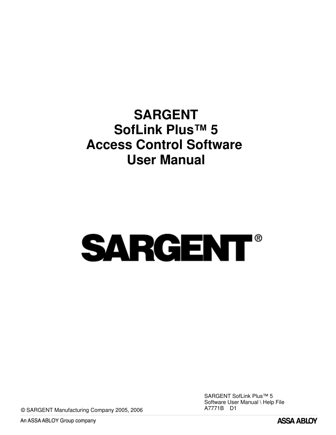 First page of SofLink Plus 5 Access Control Software User Manual