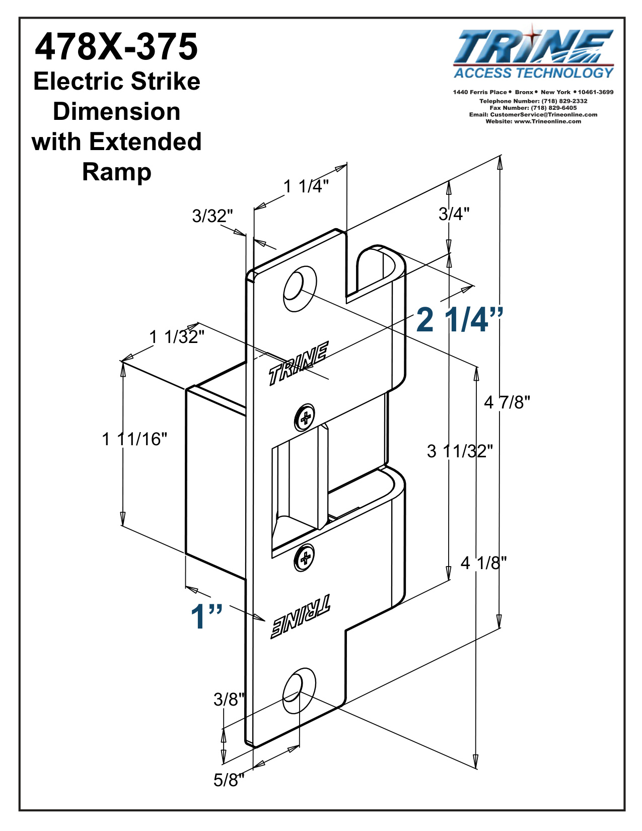 Trine 3000 Series 478X-375 Dimensions diagram on page 1