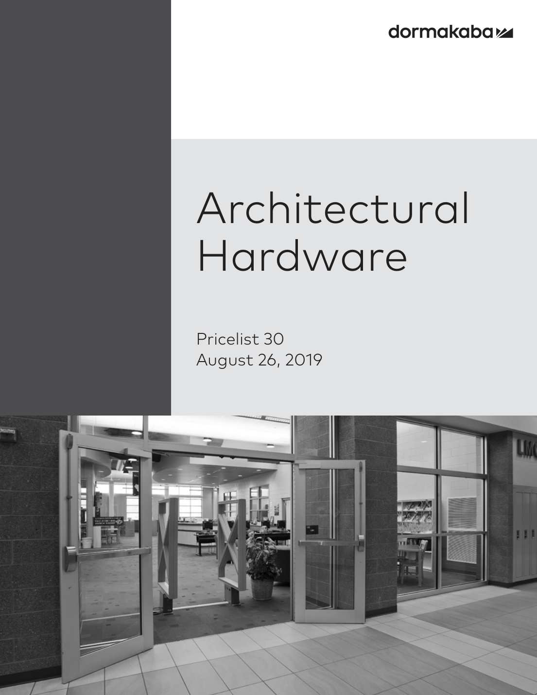 First page of dwn-pl30-pricebook-dhw-architectural-hardware-data